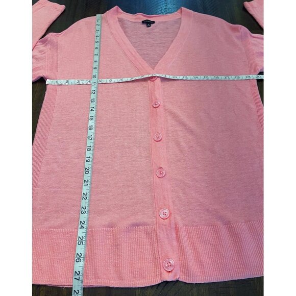 Talbots 100% Linen Pink Long Sleeve Button Up Cardigan Medium Preppy Soft Girl - Picture 4 of 8